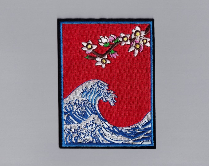 Hokusai Kanagawa Great Wave Patch Iron-on Japan Art Ukiyo-e Patch Large Rectangle Applique