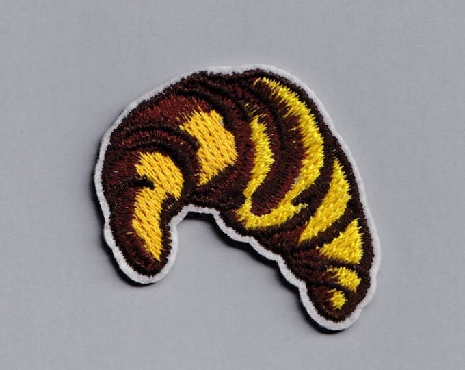 Small Croissant Patch Iron-on Embroidered Croissant Patches Petite Food Patch