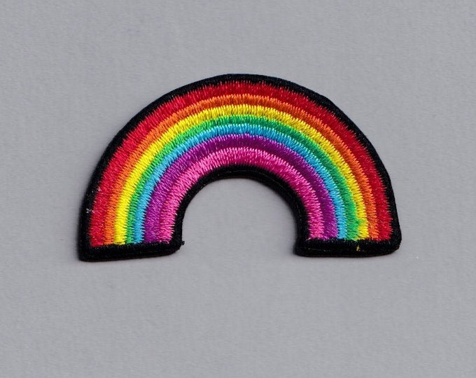 Beautiful Vibrant Colourful Small Rainbow Patch Iron On Embroidered Patch Applique Kids LGBTQ