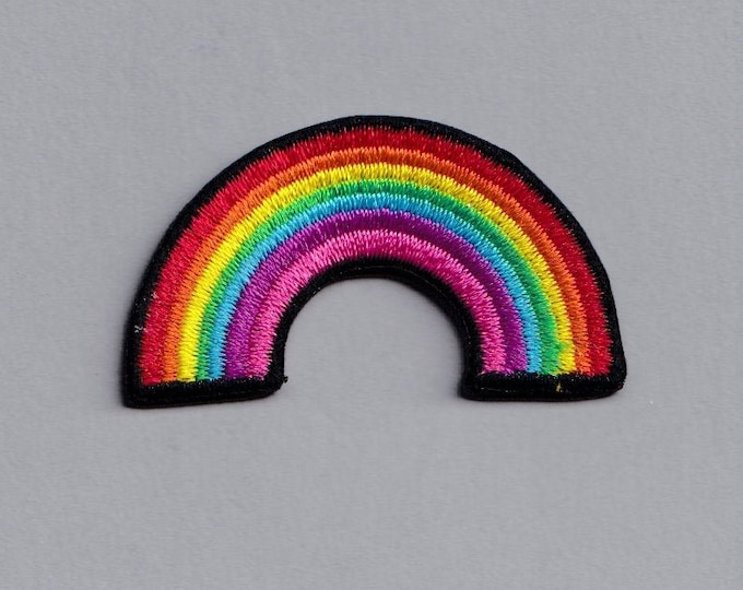 Beautiful Vibrant Colourful Small Rainbow Patch Iron On Embroidered Patch Applique Kids LGBTQ