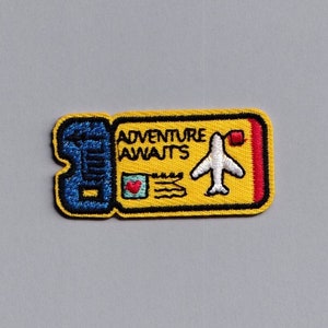 Petite Plane Ticket Travel Patch Applique Backpacking Airplane Embroidered Iron-on