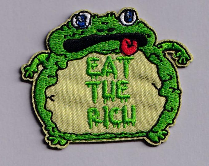 Eat The Rich Frog Patch Iron On Embroidered Socialist Left Wing Applique Patches