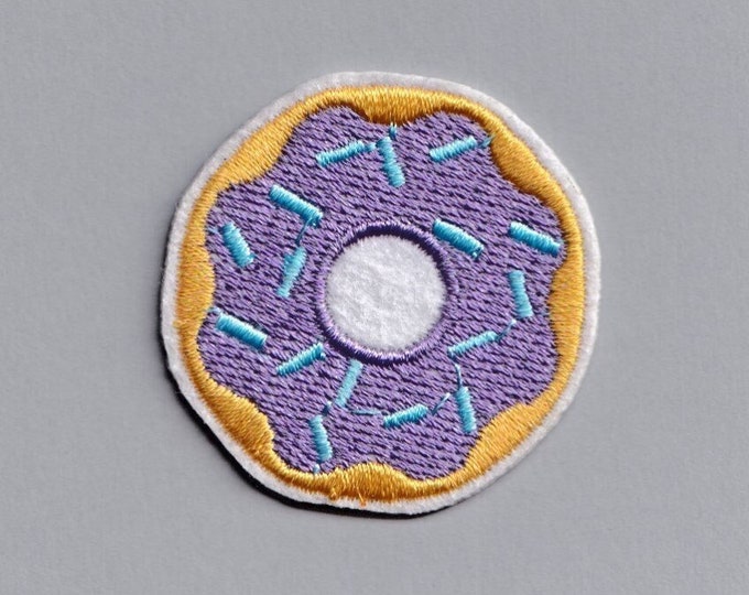 Cute Petite Purple Iced Donut Patch Applique Embroidered Iron-on Kids Patches