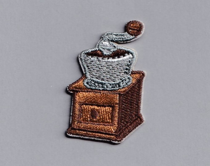 Petite Coffee Grinder Patch Embroidered Iron-on Coffee Applique Patches