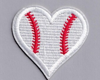 Love Baseball Patch Iron-on Embroidered Baseball Heart Patches