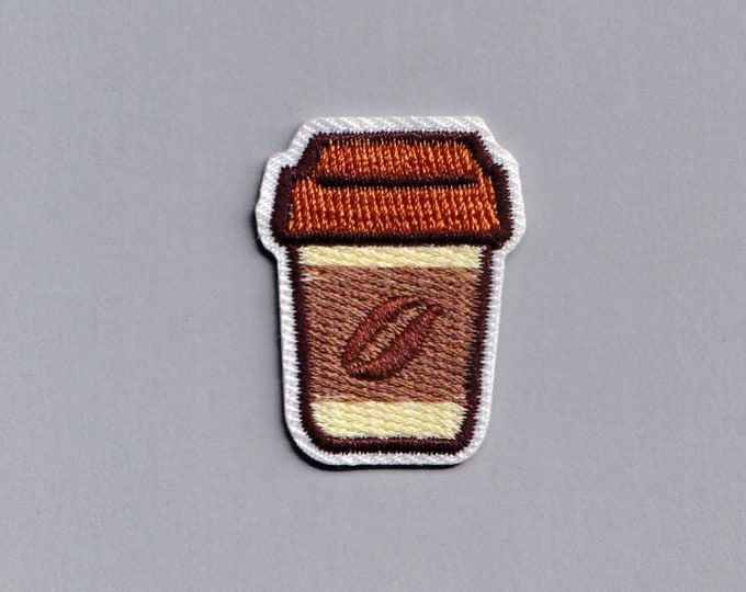 Petite Coffee Cup Patch Embroidered Iron-on Coffee Applique