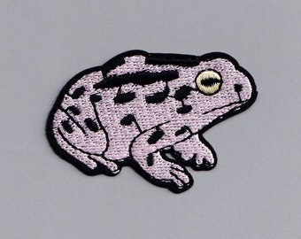 Embroidered Iron-on Pink Toad Patch Applique