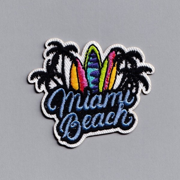 Patch thermocollant brodé Miami Beach Appliques Patchs de voyage pour sac à dos