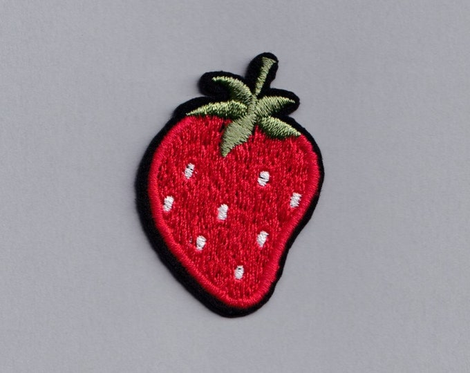 Cute Petite Strawberry Patch Iron on Embroidered Fruit Patch