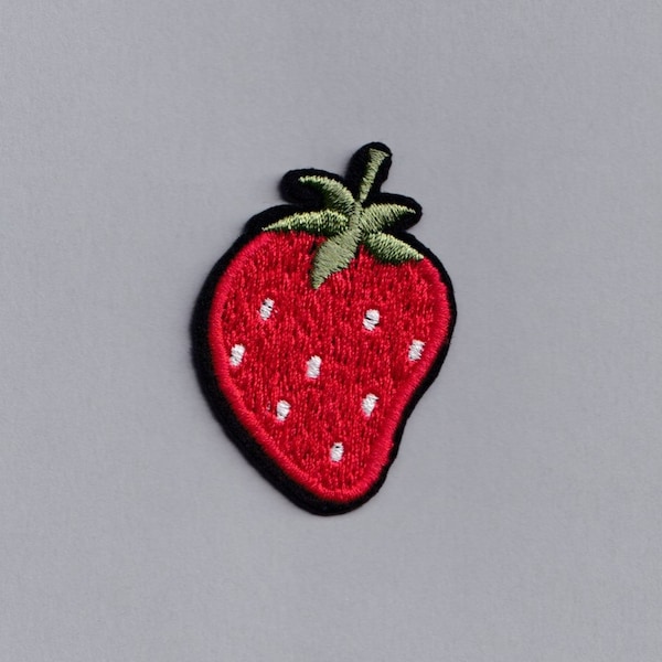 Cute Petite Strawberry Patch Iron on Embroidered Fruit Patch