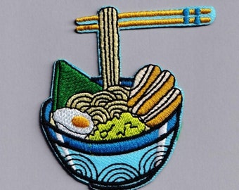 Bowl of Ramen Patch Iron-on Embroidered Ramen Patch Applique Japanese Food