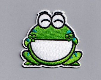 笑うカエルのパッチアップリケ刺繍アイロン接着カエルパッチ