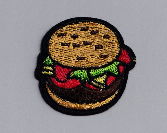 Embroidered Iron-One Beef Burger Patch Fast Food Applique Patch