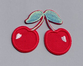 Embroidered Iron-on Cherry Patch Applique