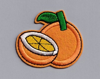 Embroidered Iron-on Orange Patch Applique Fruit Food