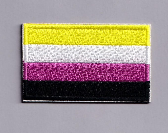 Non Binary Flag Patch Iron-on Embroidered Non Binary Applique Patches Gender Sexuality Pride