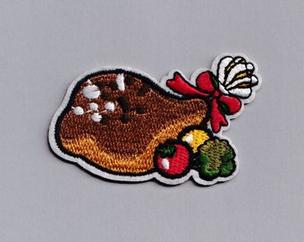 Christmas Turkey Patch Iron-on Embroidered Xmas Thanksgiving Turkey Applique Patches