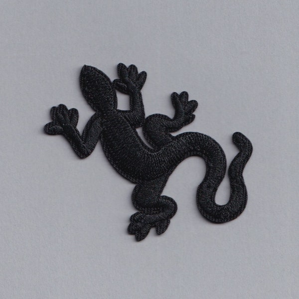 Écusson lézard gecko noir brodé mignon fer sur applique badge reptile gecko cadeau