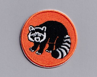 Lindo parche redondo de mapache, parche de mapache bordado para planchar, pequeño