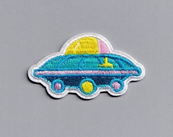 Embroidered Iron-On UFO Spaceship Patch Alien Flying Saucer