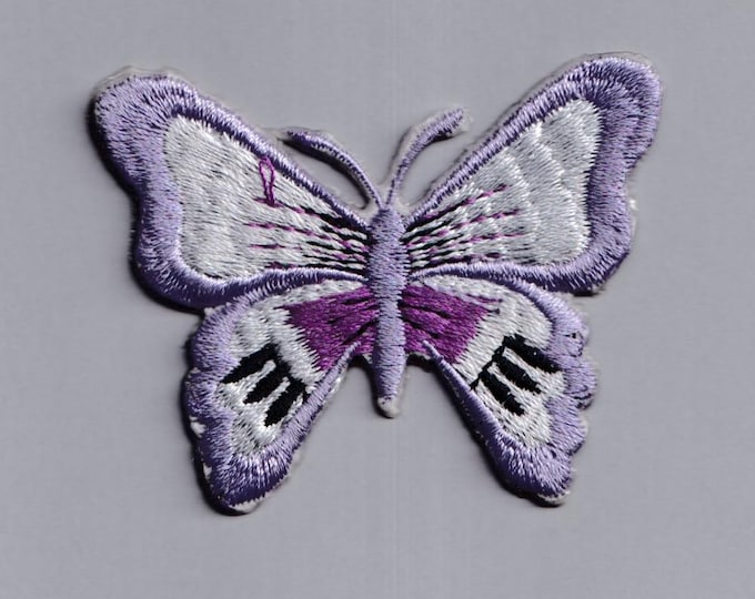 Purple White Butterfly Patch Iron-on Embroidered Cute Butterfly Patches