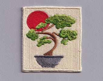 Japanese Bonsai Tree Patch Iron-on Embroidered Japan Applique Patches