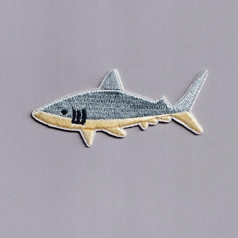 Great White Shark Patch Iron-on Embroidered Shark Applique Patches - Etsy