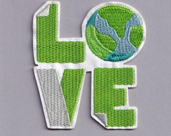 Love Earth Patch Iron-on Environmental Green Applique Patch Environmentalist Climate Change