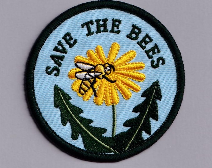 Save The Bees Patch Iron-on Embroidered Bee Conservation Environmentalism Applique Patches