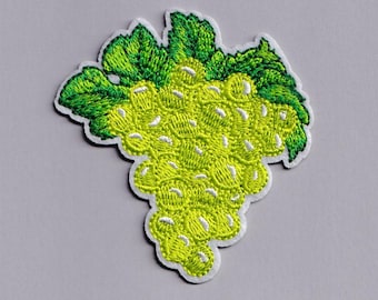 Appliqués thermocollants brodés grappe de raisin vert