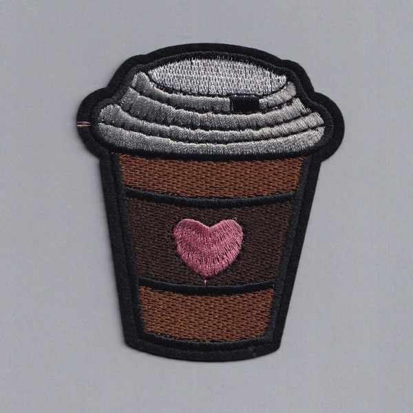 Large Embroidered Coffee Cup Patch Applique Iron-on Love Coffee Mug Patch