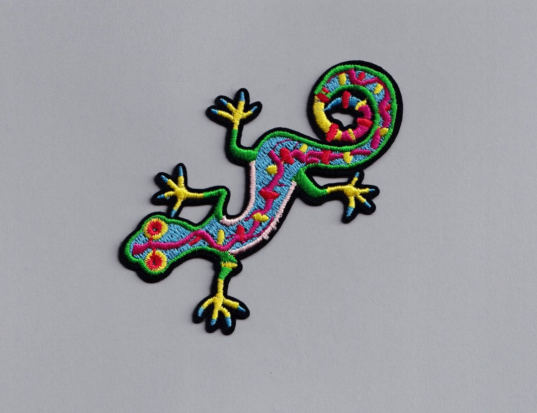 Embroidered Gecko Lizard Patch Iron on Applique Badge Reptile Gecko ...