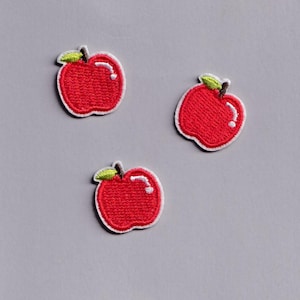3 x Parches pequeños de manzana roja Parches de apliques de manzana bordados para planchar Fruta