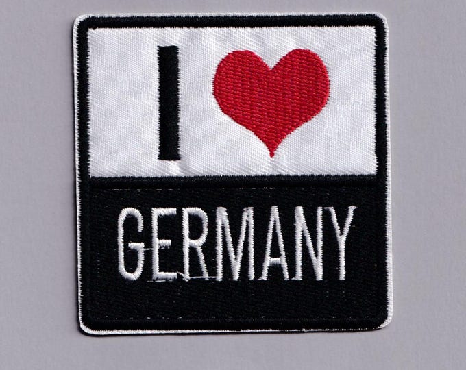 I Love Germany Patch Iron-on Embroidered German Travel Applique Patches Heart Germany