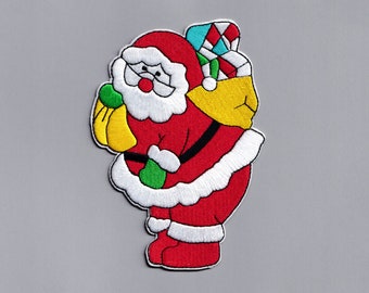 Large Santa Claus Patch Applique Iron-on Embroidered Father Christmas Patches