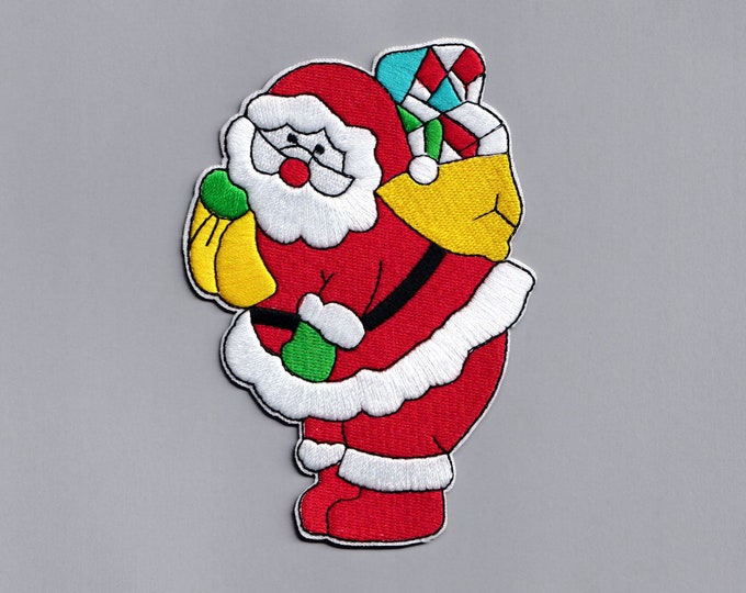 Large Santa Claus Patch Applique Iron-on Embroidered Father Christmas Patches