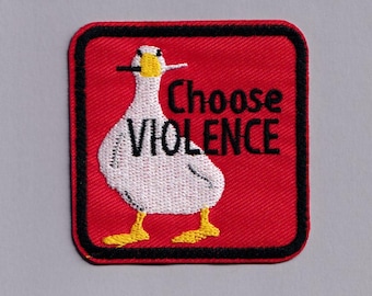Choose Violence Funny Goose Patch Iron on Embroidered Geese Applique Patches