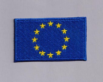 Écusson drapeau de l'UE brodé thermocollant Applique Union européenne écussons de voyage Europe