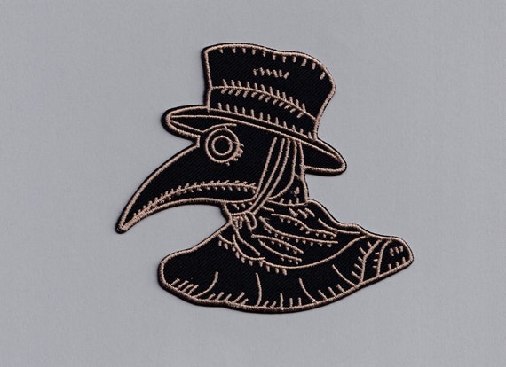 Large Iron On Black Plague Doctor Patch Embroidered Applique Patch Badge Black Death Coronavirus Pandemic