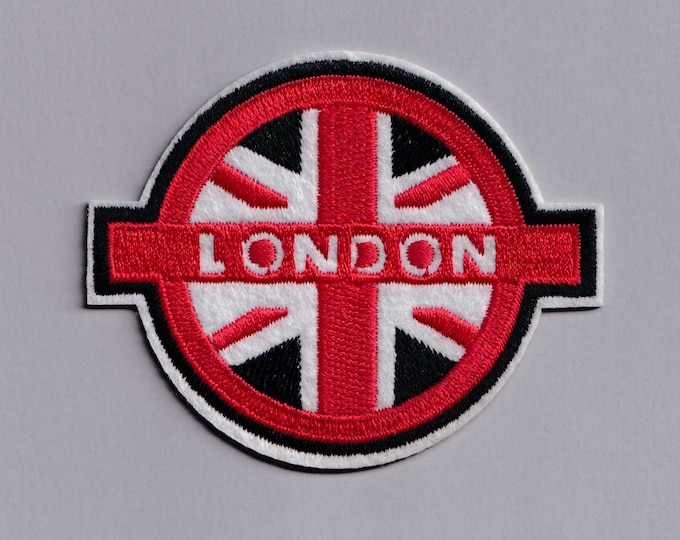 London Underground Union Jack Patch Iron-on Embroidered London UK Travel Applique Patches Luggage Backpacking Patches