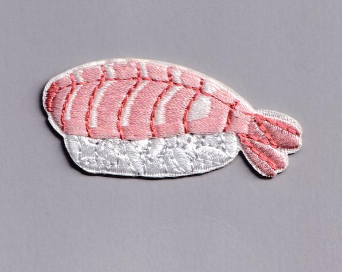 Prawn Nigiri Sushi Patch Iron-on Embroidered Sushi Applique Patches Japanese Food Prawn S2
