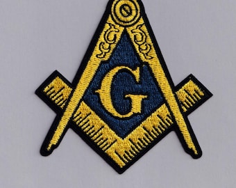 Freemason Square and Compass Patch Iron-on Embroidered Masonic Patches