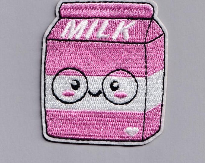 Cute Pink Milk Carton Patch Iron-on Embroidered Kawaii Milk Patches