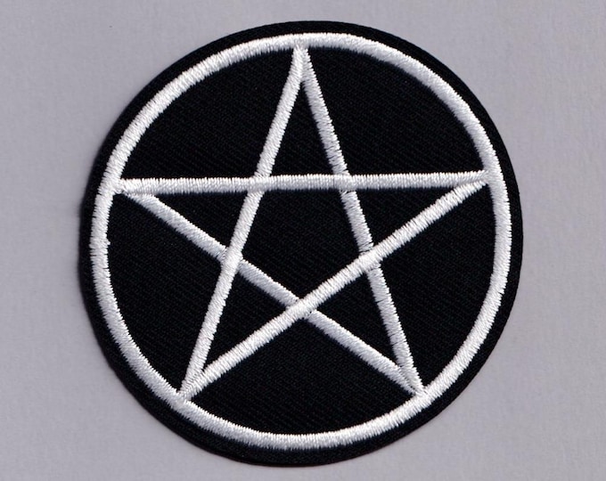 Pentagram Patch Iron-on Embroidered Pagan Wiccan Taoist Pentagram Symbol Applique Patches