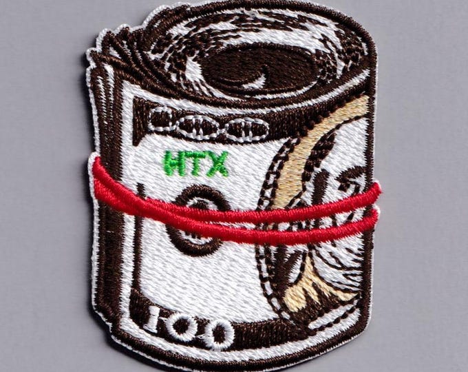 Roll of Dollars Patch Iron-on Embroidered Cash Money Hundred Dollar Bills Applique Patches