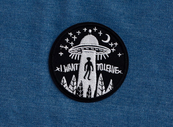 Borsa Distintivo Ricamo UFO I Want To Leave Ferro Da Cucire Su Patch - Foto 6