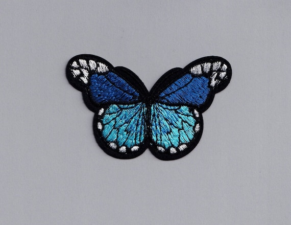Parche de mariposa azul bordado para planchar aplique de insecto para ropa