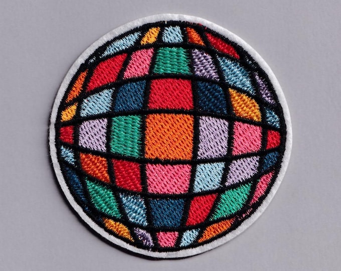 Colourful Disco Ball Patch Iron-on Embroidered Disco Music Applique Patches