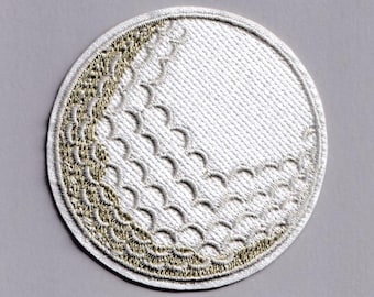 White Golf Ball Patch Iron-on Embroidered Golfing Applique Patches