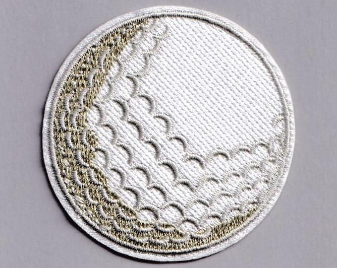 White Golf Ball Patch Iron-on Embroidered Golfing Applique Patches